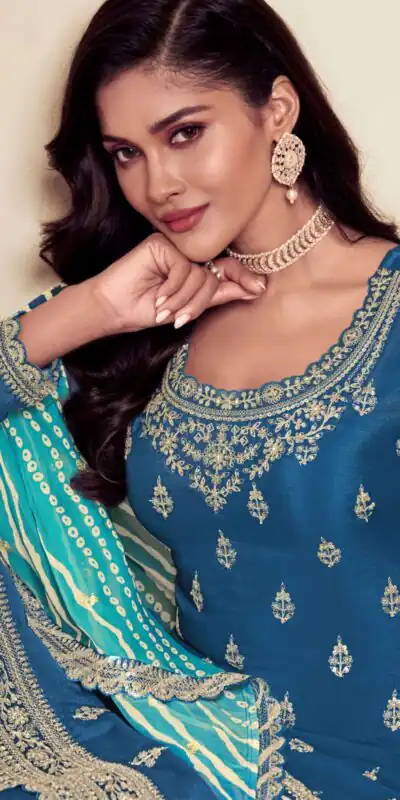 FC 72961 Blue Viscous Chinon Salwar Suit with Lace Work & Embroidery Work. Exclusive Offer ₹2549. Delivery 4-6 Working Days. Shop now. | Jump Suits, Salwar suit, Casual Suits, Creative suits, Designer Suits, Palazzo Suits, Party Wear Suits, Patiala Suits, Straight Suits