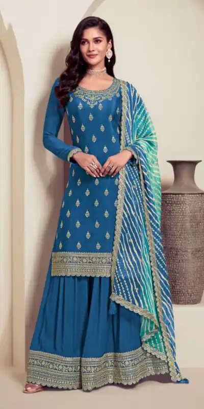 FC 72961 Blue Viscous Chinon Salwar Suit with Lace Work & Embroidery Work. Exclusive Offer ₹2549. Delivery 4-6 Working Days. Shop now. | Jump Suits, Salwar suit, Casual Suits, Creative suits, Designer Suits, Palazzo Suits, Party Wear Suits, Patiala Suits, Straight Suits