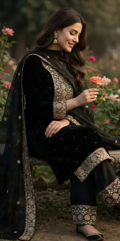 JF 040 Black Fendy Silk Salwar Suitwith Embroidery Work & Lace Work. Now at just ₹2049. Delivery 4-6 Working Days. Shop now. | Jump Suits, Salwar suit, Casual Suits, Creative suits, Designer Suits, Palazzo Suits, Party Wear Suits, Patiala Suits, Straight Suits