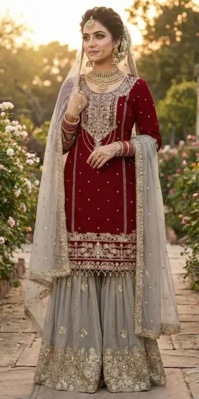 SR 1706 Maroon Faux Georgette Gown Perfect for Wedding, Party, Makar Sankranti, Karwa Chauth, Ethnic Day β . Now at just βΉ1949. Delivery 4-6 Working D | Jump Suits, Salwar suit, Casual Suits, Creative suits, Designer Suits, Palazzo Suits, Party Wear Suits, Patiala Suits, Straight Suits