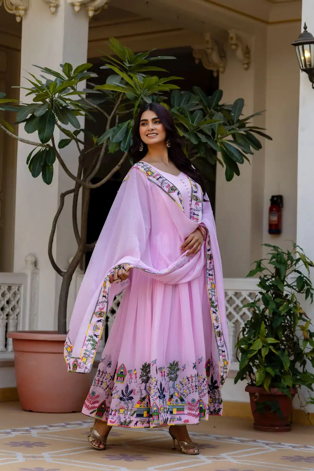 RR 41 Pink Faux Georgette Gown Perfect for Wedding, Party, Makar Sankranti, Karwa Chauth, Ethnic Day – . Now at just ₹2599. Delivery 4-6 Working D | Gowns, Bollywood Gowns, Creative Gowns, Designer Gowns, Embroidered Gowns, Party Wear Gowns