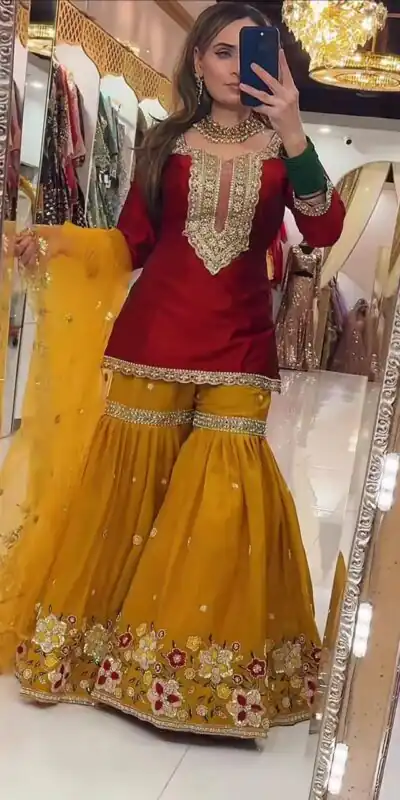 NF 1272 Red Faux Georgette Gown Perfect for Wedding, Party, Makar Sankranti, Karwa Chauth, Ethnic Day β . Now at just βΉ2449. Delivery 4-6 Working D | Jump Suits, Salwar suit, Casual Suits, Creative suits, Designer Suits, Palazzo Suits, Party Wear Suits, Patiala Suits, Straight Suits