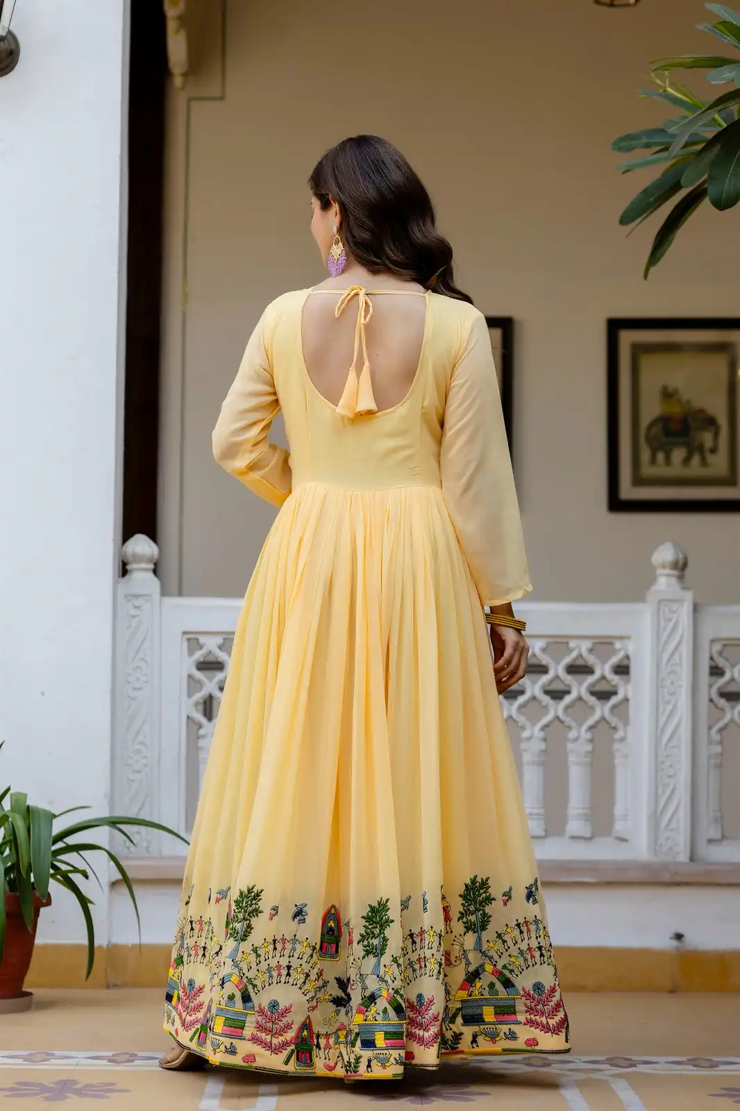 RR 41 Yellow Faux Georgette Gown Perfect for Wedding, Party, Makar Sankranti, Karwa Chauth, Ethnic Day – . Now at just ₹2599. Delivery 4-6 Working D | Gowns, Bollywood Gowns, Creative Gowns, Designer Gowns, Embroidered Gowns, Party Wear Gowns