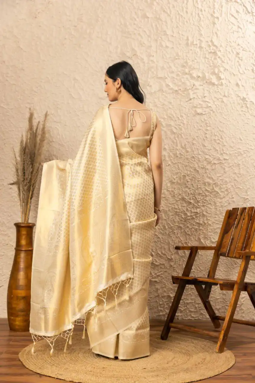 KPR 073 Off White Soft Lichi Silk Saree Perfect for Wedding, Party, Reception, Diwali, Ethnic Day – . Affordable Price ₹1299. Delivery 4-6 Working Days. | Sarees, Bollywood Sarees, Creative Sarees, Designer Sarees, Embroidered Sarees, Ethnic Saree, Modern Digital sarees, Party Wear Sarees