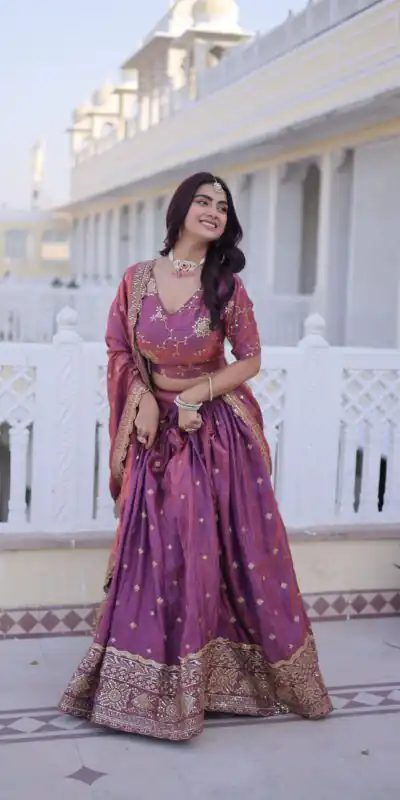 KA 5066 Purple Ysl Silk Lehenga Choli Perfect for Wedding, Party, Lohri, Pongal, Engagement – . Now at just ₹2649. Delivery 4-6 Working Days. Shop now. | Lehenga, Bollywood Lehenga, Creative Lehenga, Designer Lehenga, Embroidered Lehenga, Party Wear Lehenga