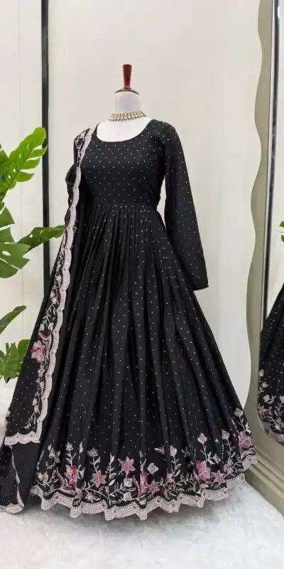 RTC 5873 Black Color Chinon Silk Salwar Suit with Designer Work. Exclusive Offer ₹2449. Delivery 4-6 Working Days. Shop now. | Jump Suits, Salwar suit, Casual Suits, Creative suits, Designer Suits, Palazzo Suits, Party Wear Suits, Patiala Suits, Straight Suits