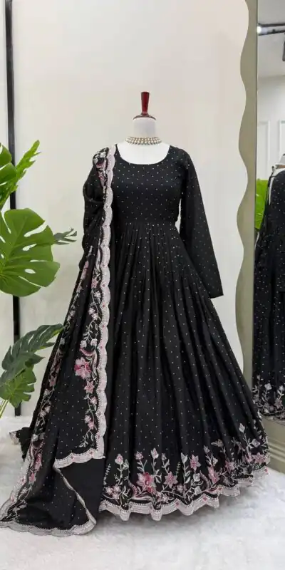 RTC 5873 Black Color Chinon Silk Salwar Suit with Designer Work. Exclusive Offer ₹2449. Delivery 4-6 Working Days. Shop now. | Jump Suits, Salwar suit, Casual Suits, Creative suits, Designer Suits, Palazzo Suits, Party Wear Suits, Patiala Suits, Straight Suits