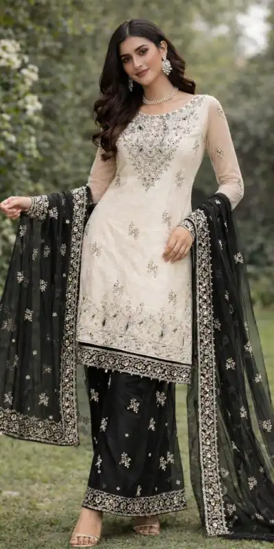 VLM 316 Black Organza Silk with Embroidery Work & Lace Work. Salwar Suit Now at just ₹2049. Delivery 4-6 Working Days. Shop now. | Jump Suits, Salwar suit, Casual Suits, Creative suits, Designer Suits, Palazzo Suits, Party Wear Suits, Patiala Suits, Straight Suits