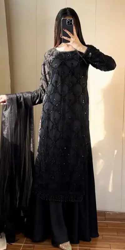 DB 34 Black Soft Net Salwar Suit. Perfect for Wedding, Party, Ganesh Chaturthi, Anniversary, Ethnic Day – Grab it for ₹1999. Delivery 4-6 Working Days | Jump Suits, Salwar suit, Casual Suits, Creative suits, Designer Suits, Palazzo Suits, Party Wear Suits, Patiala Suits, Straight Suits