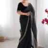 SC 1017 Black Soft Twil Net Silk Saree Perfect for Wedding, Party, Temple Visit, Reception, Sangeet – . Now at just ₹1699. Delivery 4-6 Working Days. | Sarees, Bollywood Sarees, Creative Sarees, Designer Sarees, Embroidered Sarees, Ethnic Saree, Modern Digital sarees, Party Wear Sarees