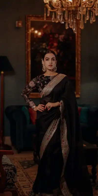 NC 5490 Black Space Silk With Sequins Work Saree. Perfect for Wedding, Party, Onam, Family Gatherings, – Festive Deal ₹2449. Delivery 4-6 Working Days | Sarees, Bollywood Sarees, Creative Sarees, Designer Sarees, Embroidered Sarees, Ethnic Saree, Modern Digital sarees, Party Wear Sarees