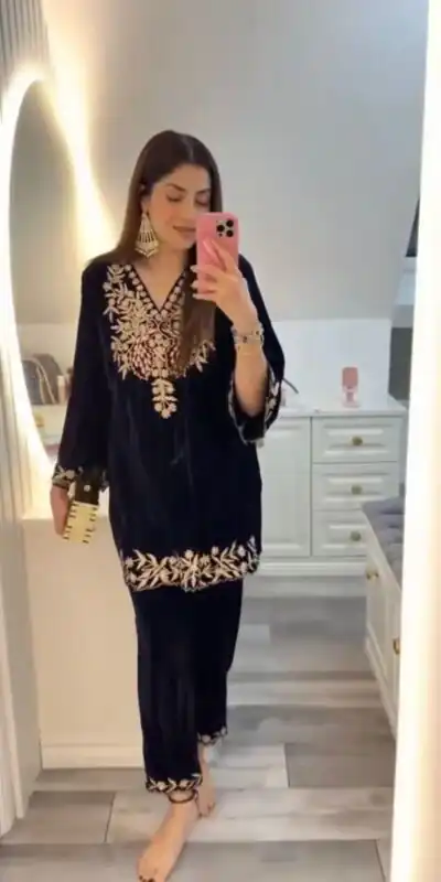 LG 2037 Black in Velvet Embroidery Work Salwar Suit. Wedding, Party, Festive, Events Get it for ₹1799. Delivery 4-6 Working Days. Shop now. | Jump Suits, Tops & Bottoms, Track Suits, Salwar suit, Casual Suits, Creative suits, Designer Suits, Palazzo Suits, Party Wear Suits, Patiala Suits, Straight Suits, Trendy Wear