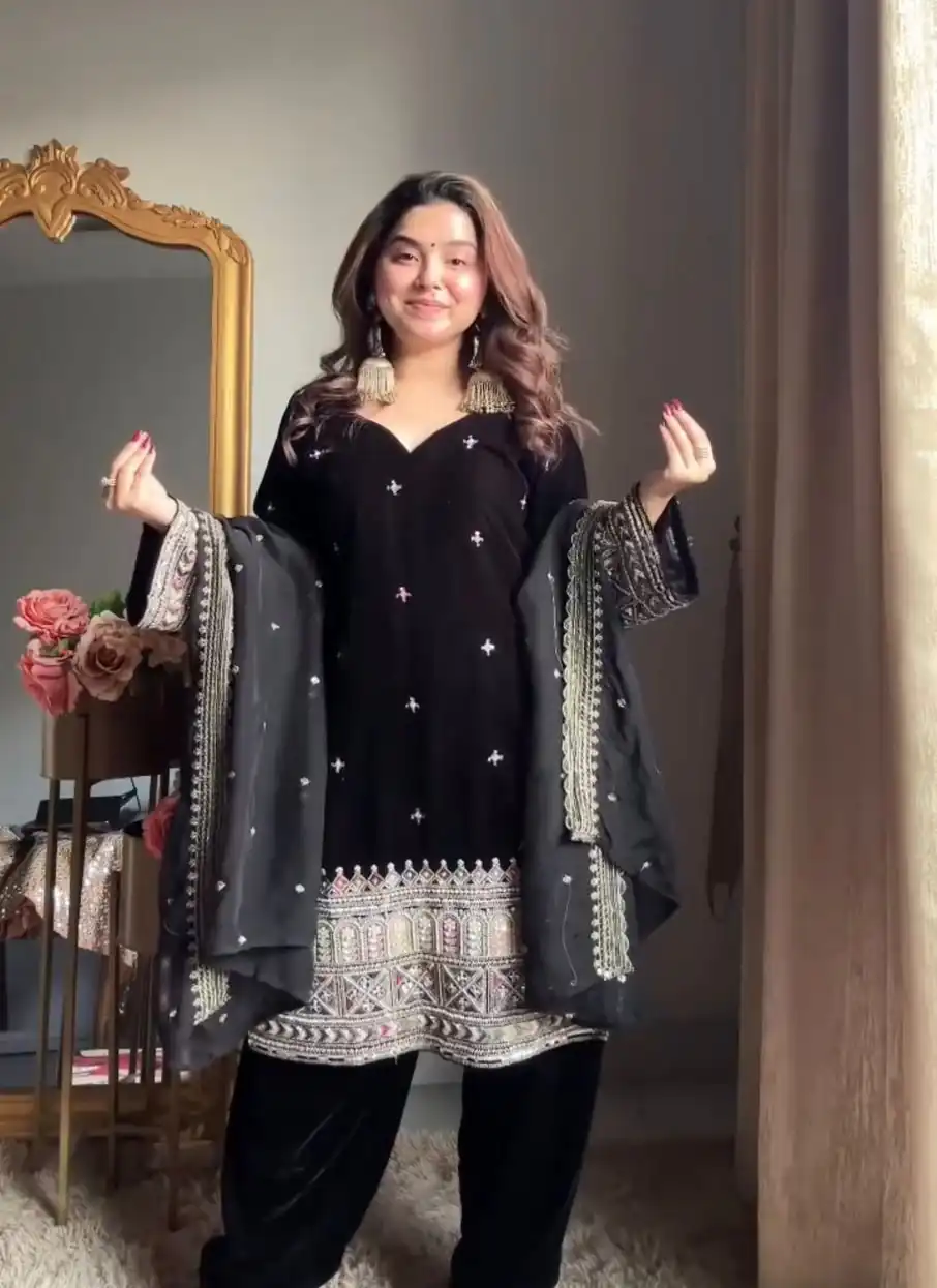 KD 1571 Black Color Velvet With Sequence Work Salwar Suit . Online Exclusive Offer ₹2399. Delivery 4-6 Working Days. Shop now. | Jump Suits, Salwar suit, Casual Suits, Creative suits, Designer Suits, Palazzo Suits, Party Wear Suits, Patiala Suits, Straight Suits