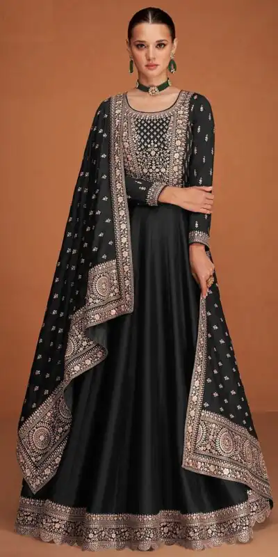 FC 9577 Black Color Vichitra Salwar Suit with Embroidery Work. Available at ₹2649 only. Delivery 4-6 Working Days. Shop now. | Jump Suits, Salwar suit, Casual Suits, Creative suits, Designer Suits, Palazzo Suits, Party Wear Suits, Patiala Suits, Straight Suits