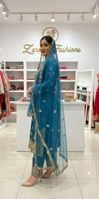 LG 2065 Blue Chinon Salwar Suit with Embroidery Work. Wedding, Party, Festive, Events, Grab it for ₹2449. Delivery 4-6 Working Days. Shop now. | Jump Suits, Salwar suit, Casual Suits, Creative suits, Designer Suits, Palazzo Suits, Party Wear Suits, Patiala Suits, Straight Suits