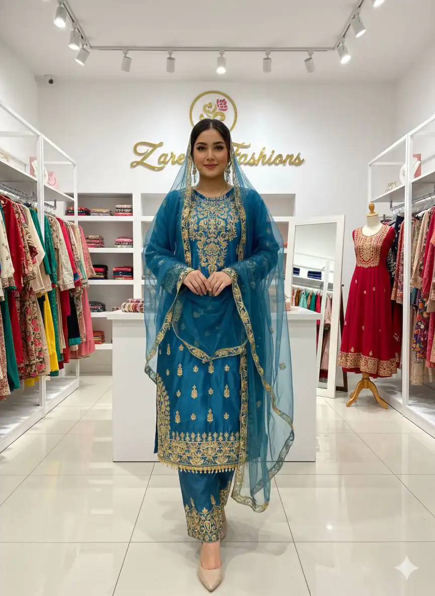 LG 2065 Blue Chinon Salwar Suit with Embroidery Work. Wedding, Party, Festive, Events, Grab it for ₹2449. Delivery 4-6 Working Days. Shop now. | Jump Suits, Salwar suit, Casual Suits, Creative suits, Designer Suits, Palazzo Suits, Party Wear Suits, Patiala Suits, Straight Suits