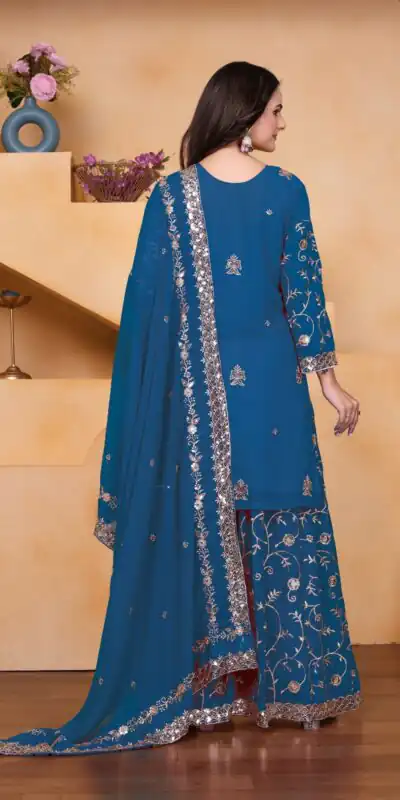 FE 99 Blue Color Fox Georgette Salwar Suit with Embroidery Work. Online Now at just ₹2549. Delivery 4-6 Working Days. Shop now. | Jump Suits, Salwar suit, Casual Suits, Creative suits, Designer Suits, Palazzo Suits, Party Wear Suits, Patiala Suits, Straight Suits