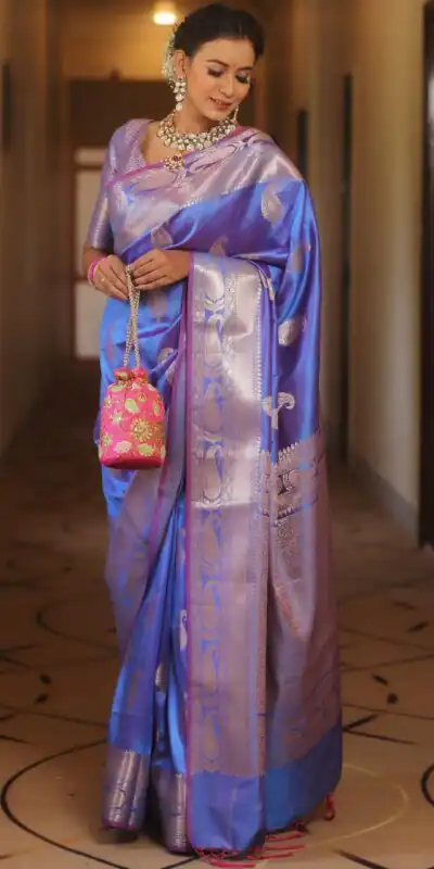 KPR 276 Blue in Soft Lichi Silk Lace Border & Lace Work Saree . Available at ₹1499 only. Delivery 4-6 Working Days. Shop now. | Sarees, Bollywood Sarees, Creative Sarees, Designer Sarees, Embroidered Sarees, Ethnic Saree, Modern Digital sarees, Party Wear Sarees