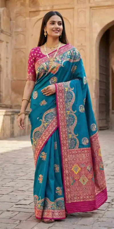 MB 50 Blue Pashmina Silk Saree with Lace Work & Lace Border. Online Festive Deal ₹2399. Delivery 4-6 Working Days. Shop now. | Sarees, Bollywood Sarees, Creative Sarees, Designer Sarees, Embroidered Sarees, Ethnic Saree, Modern Digital sarees, Party Wear Sarees