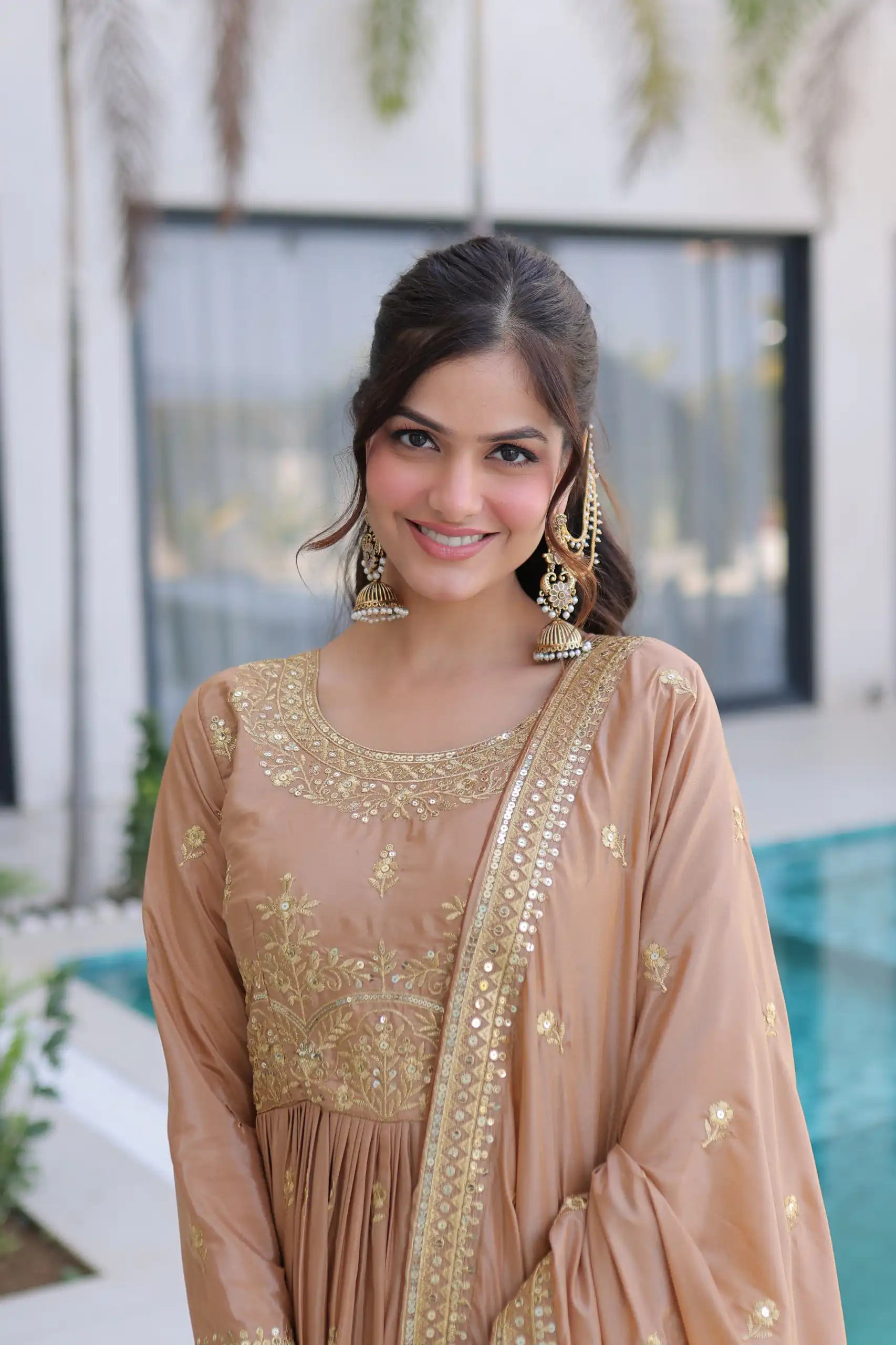 KA 1233 Chiku Super Silk Salwar SuitPerfect for Wedding, Party, Sangeet, Family Gatherings, Reception – . Festive Deal ₹2649. Delivery 4-6 Working Da | Jump Suits, Salwar suit, Casual Suits, Creative suits, Designer Suits, Palazzo Suits, Party Wear Suits, Patiala Suits, Straight Suits