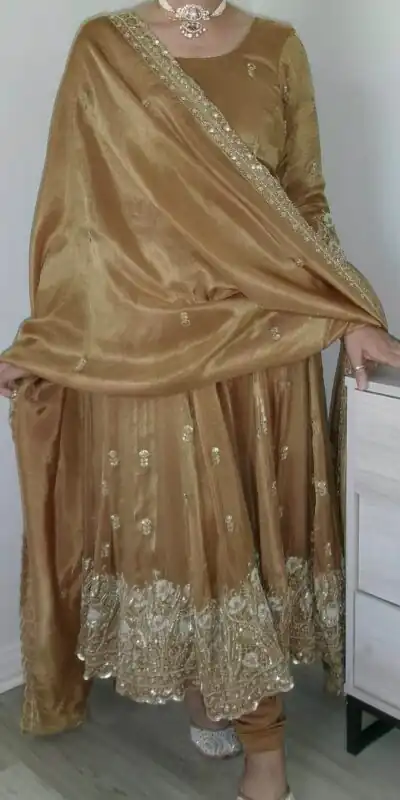 ND 5037 Chiku Zimmy Silk Anarkali Suit. Perfect for Wedding, Party, Temple Visit, Family Gatherings, Makar Sankranti β Now at just βΉ2149. Delivery 4-6 | Anarkali Suits, Bollywood Anarkali, Creative-Anarkali, Designer Anarkali, Embroidered Anarkali, Party Wear Anarkali