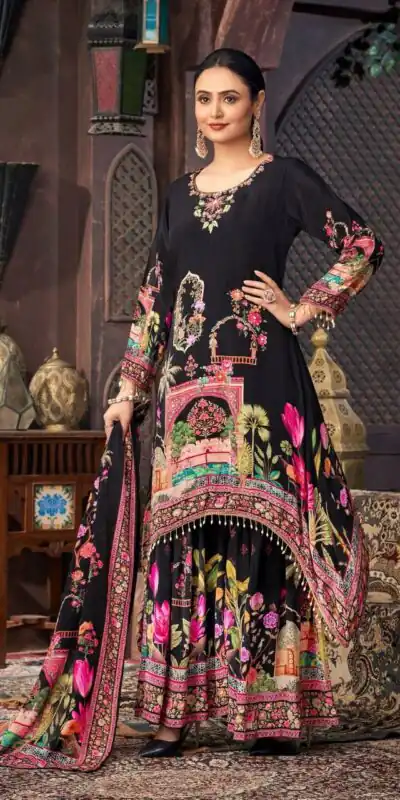 ST 217 Black Georgette Salwar Suit Perfect for Wedding, Party, Lohri, Pooja, Cultural Events – . Get it for ₹1999. Delivery 4-6 Working Days. Shop n | Jump Suits, Salwar suit, Casual Suits, Creative suits, Designer Suits, Palazzo Suits, Party Wear Suits, Patiala Suits, Straight Suits