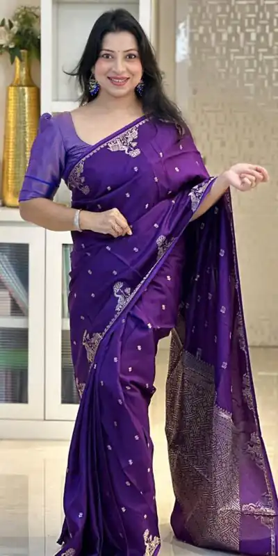 KP 6085 Purple Pink Lichi Silk Saree with Lace Border & Lace Work. Special Price βΉ1449. Delivery 4-6 Working Days. Shop now. | Sarees, Bollywood Sarees, Creative Sarees, Designer Sarees, Embroidered Sarees, Ethnic Saree, Modern Digital sarees, Party Wear Sarees