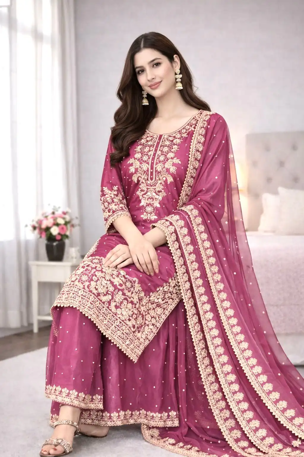 SSR 535 Rani Pink Color in Organza Silk Embroidery Work Salwar Suit . Available at ₹2399 only. Delivery 4-6 Working Days. Shop now. | Jump Suits, Salwar suit, Casual Suits, Creative suits, Designer Suits, Palazzo Suits, Party Wear Suits, Patiala Suits, Straight Suits