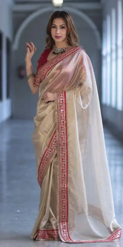 NC 5559 Cream Soft Twil Net Saree. Perfect for Wedding, Party, Onam, Family Gatherings, Mehendi – Festive Deal ₹1849. Delivery 4-6 Working Days | Sarees, Bollywood Sarees, Creative Sarees, Designer Sarees, Embroidered Sarees, Ethnic Saree, Modern Digital sarees, Party Wear Sarees