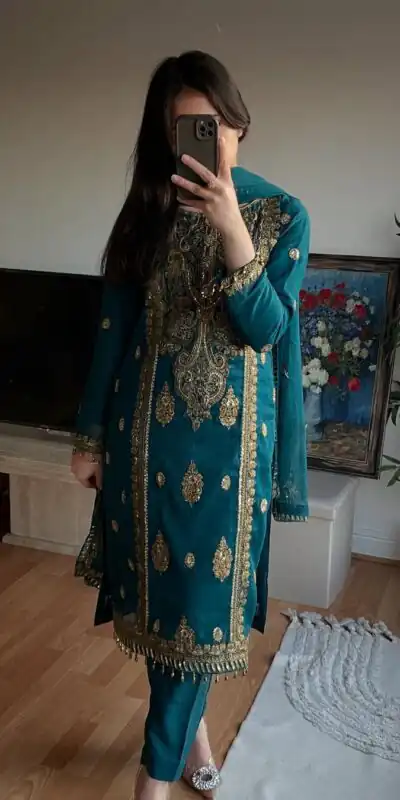 MD 3042 Teal Chinon Silk Salwar Suit with Embroidery Work & Lace Work. Affordable Price ₹2049. Delivery 4-6 Working Days. Shop now. | Jump Suits, Salwar suit, Casual Suits, Creative suits, Designer Suits, Palazzo Suits, Party Wear Suits, Patiala Suits, Straight Suits