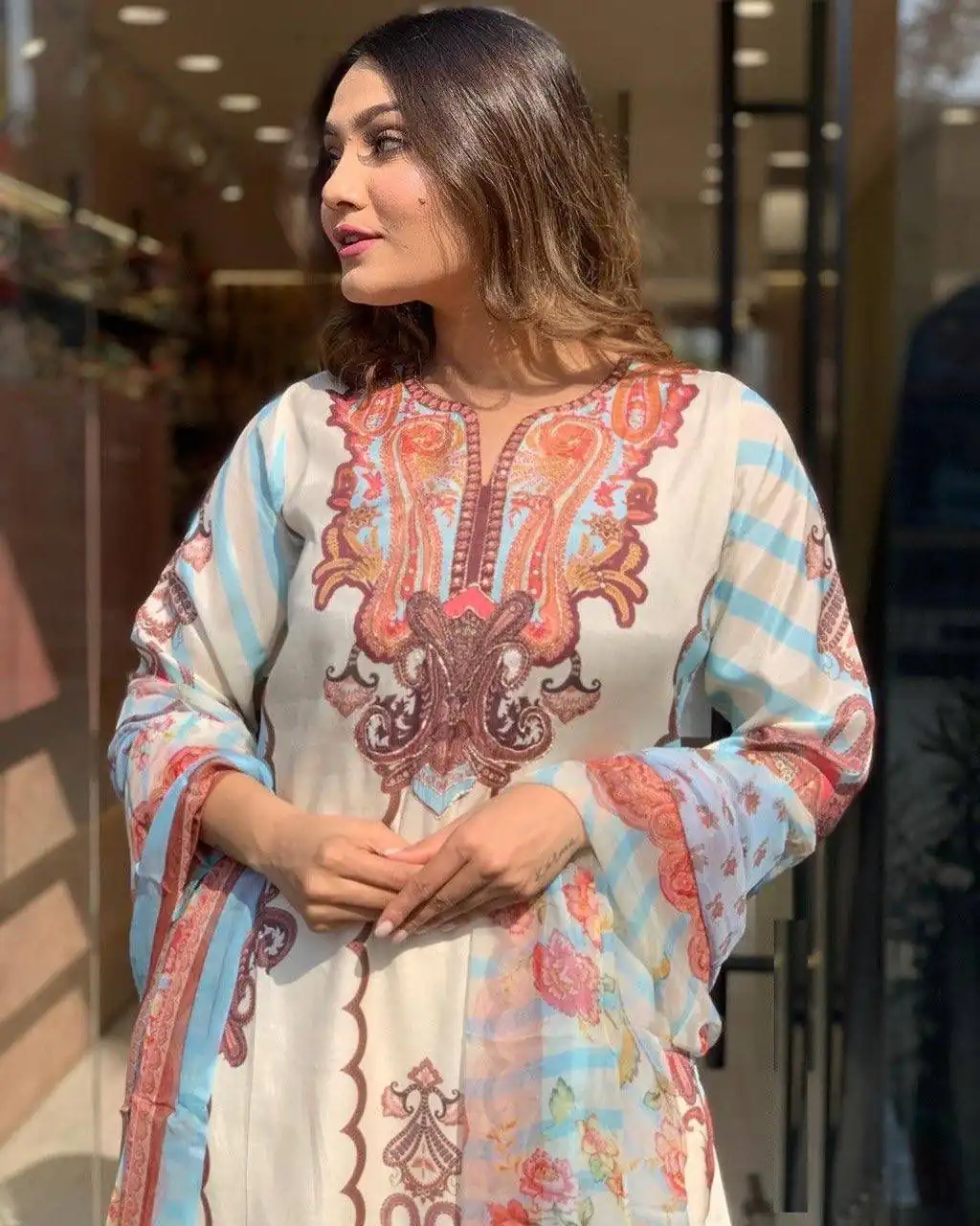 DC G24 Off White in Maslin Digital Print Salwar Suit . Wedding, Party, Festive, Events, Introductory Price ₹1649. Delivery 4-6 Working Days. Shop now. | Jump Suits, Salwar suit, Casual Suits, Creative suits, Designer Suits, Palazzo Suits, Party Wear Suits, Patiala Suits, Straight Suits