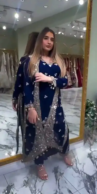 ST 1151 Navy Blue Color Dual Tone Star Georgette Salwar Suit with Embroidery Work. Affordable Price ₹2049. Delivery 4-6 Working Days. Shop now. | Jump Suits, Salwar suit, Casual Suits, Creative suits, Designer Suits, Palazzo Suits, Party Wear Suits, Patiala Suits, Straight Suits