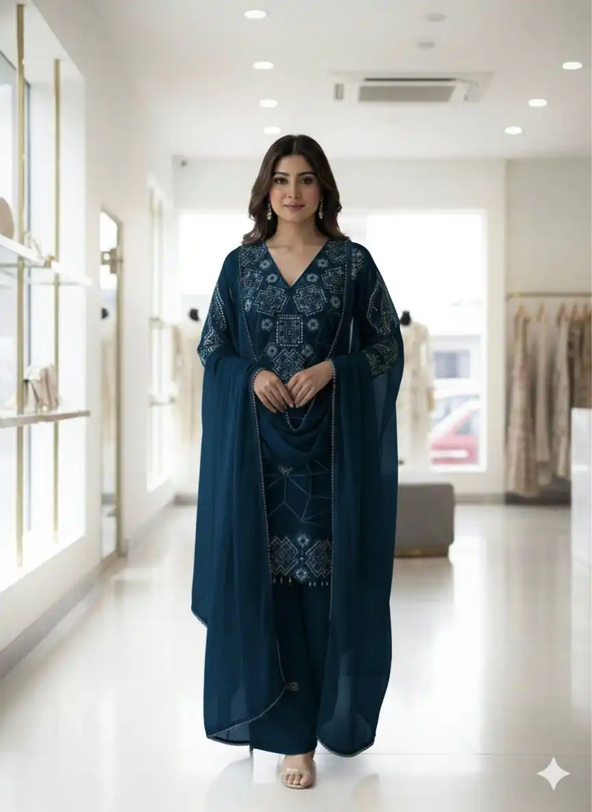 LG 2063 Navy Blue Faux Georgette Salwar Suit with Sequins Work & Embroidery Work. Introductory Price ₹2149. Delivery 4-6 Working Days. Shop now. | Jump Suits, Salwar suit, Casual Suits, Creative suits, Designer Suits, Palazzo Suits, Party Wear Suits, Patiala Suits, Straight Suits