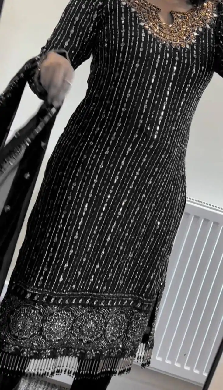 RTC 5716 Black Color Foix Georgette Thread Sequence Work Salwar Suit Wedding, Party, Festive, Events Etc. Expected Delivery 4-6 Working Days @2099/- | Jump Suits, Salwar suit, Casual Suits, Creative suits, Designer Suits, Palazzo Suits, Party Wear Suits, Patiala Suits, Straight Suits