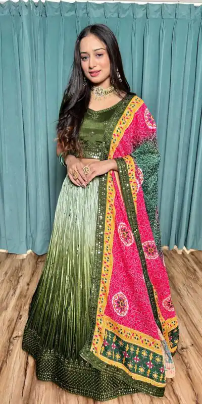 FB H60 Green Color Chinon Silk Sequins Work Lehenga Choli . Introductory Price ₹3649. Delivery 4-6 Working Days. Shop now. | Lehenga, Bollywood Lehenga, Creative Lehenga, Designer Lehenga, Embroidered Lehenga, Party Wear Lehenga