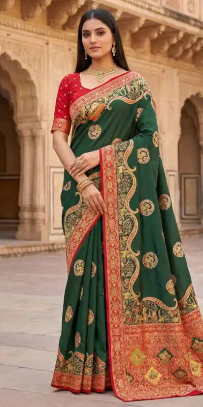 MB 50 Green Pashmina Silk Saree with Lace Work & Lace Border. Online Festive Deal ₹2399. Delivery 4-6 Working Days. Shop now. | Sarees, Bollywood Sarees, Creative Sarees, Designer Sarees, Embroidered Sarees, Ethnic Saree, Modern Digital sarees, Party Wear Sarees