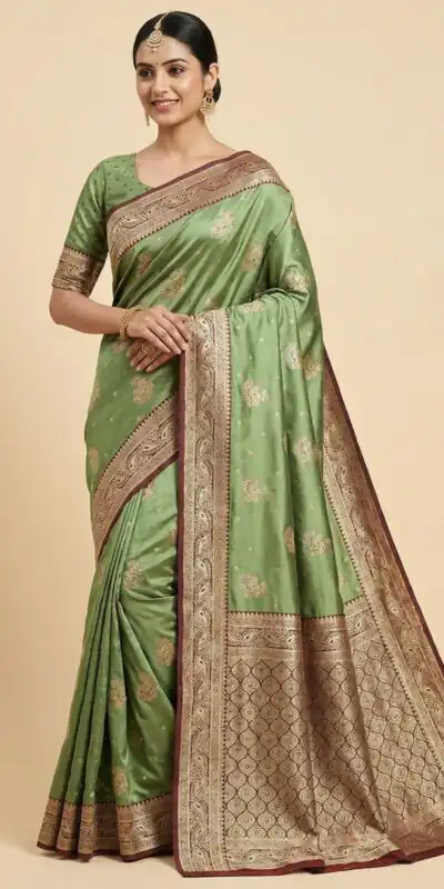 MB 13 Green Color Smooth Satin Gold Butta Zari Work Saree. Online Special Price ₹2149. Delivery 4-6 Working Days. Shop now. | Sarees, Bollywood Sarees, Creative Sarees, Designer Sarees, Embroidered Sarees, Ethnic Saree, Modern Digital sarees, Party Wear Sarees
