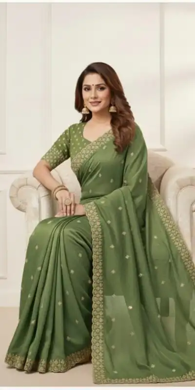 JR 659 Green in Color Star Georgette Embroidery Work Saree . Available at ₹1799 only. Delivery 4-6 Working Days. Shop now. | Sarees, Bollywood Sarees, Creative Sarees, Designer Sarees, Embroidered Sarees, Ethnic Saree, Modern Digital sarees, Party Wear Sarees