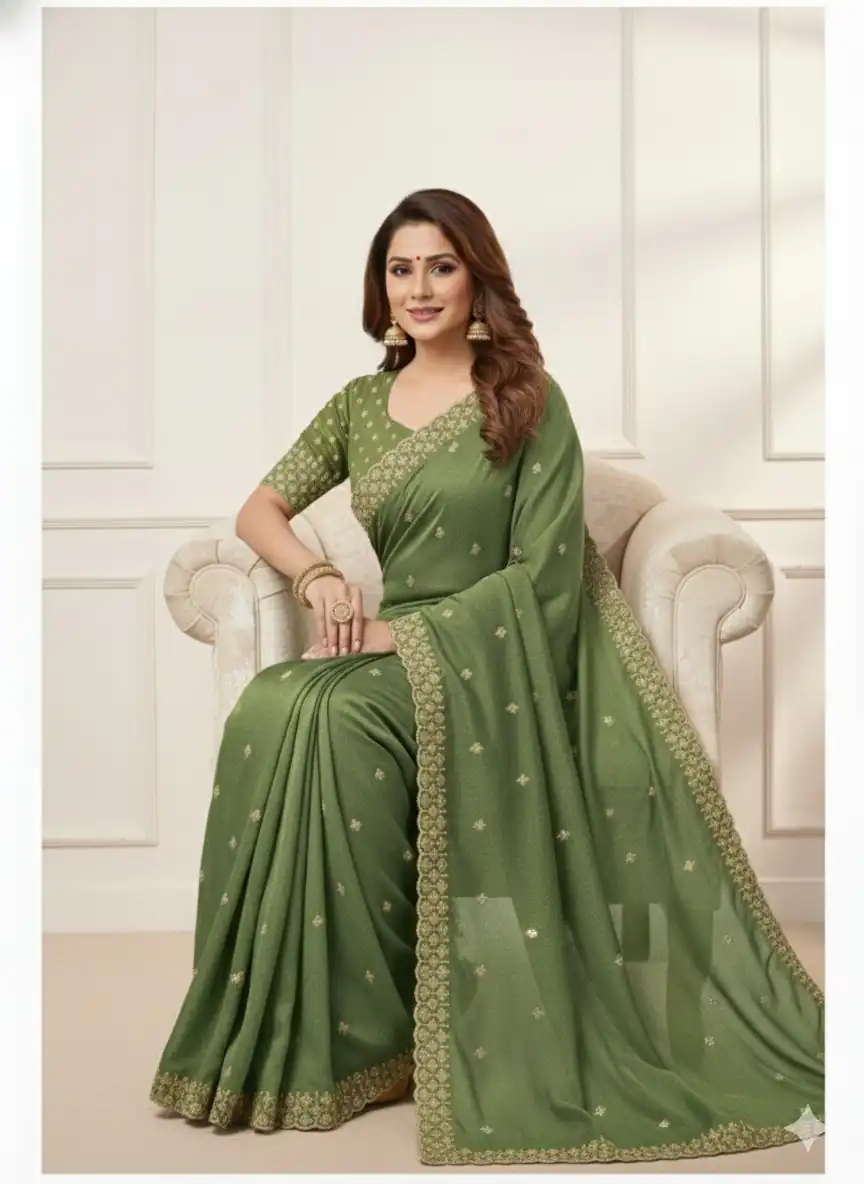 JR 659 Green in Color Star Georgette Embroidery Work Saree . Available at ₹1799 only. Delivery 4-6 Working Days. Shop now. | Sarees, Bollywood Sarees, Creative Sarees, Designer Sarees, Embroidered Sarees, Ethnic Saree, Modern Digital sarees, Party Wear Sarees