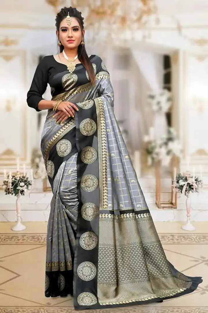 KPR 080 Grey Color Soft Lichi Silk Saree with Lace Border & Lace Work. Best Price ₹1449. Delivery 4-6 Working Days. Shop now. | Sarees, Bollywood Sarees, Creative Sarees, Designer Sarees, Embroidered Sarees, Ethnic Saree, Modern Digital sarees, Party Wear Sarees