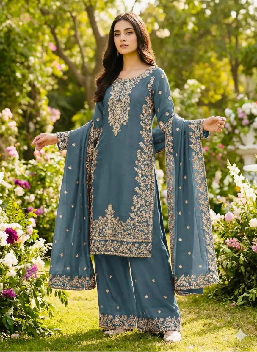 SRK 5316 Grey Organza Silk Salwar Suit Perfect for Wedding, Party, Makar Sankranti, Eid, Durga Puja – . Affordable Price ₹2149. Delivery 4-6 Workin | Jump Suits, Salwar suit, Casual Suits, Creative suits, Designer Suits, Palazzo Suits, Party Wear Suits, Patiala Suits, Straight Suits