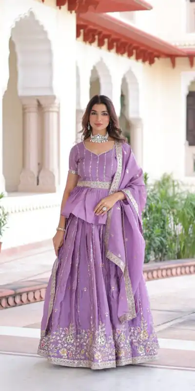 KA 5057 Lavender Gold Crush Lehenga Choli with Embroidery Work & Zari Work. Introductory Price ₹2649. Delivery 4-6 Working Days. Shop now. | Lehenga, Bollywood Lehenga, Creative Lehenga, Designer Lehenga, Embroidered Lehenga, Party Wear Lehenga