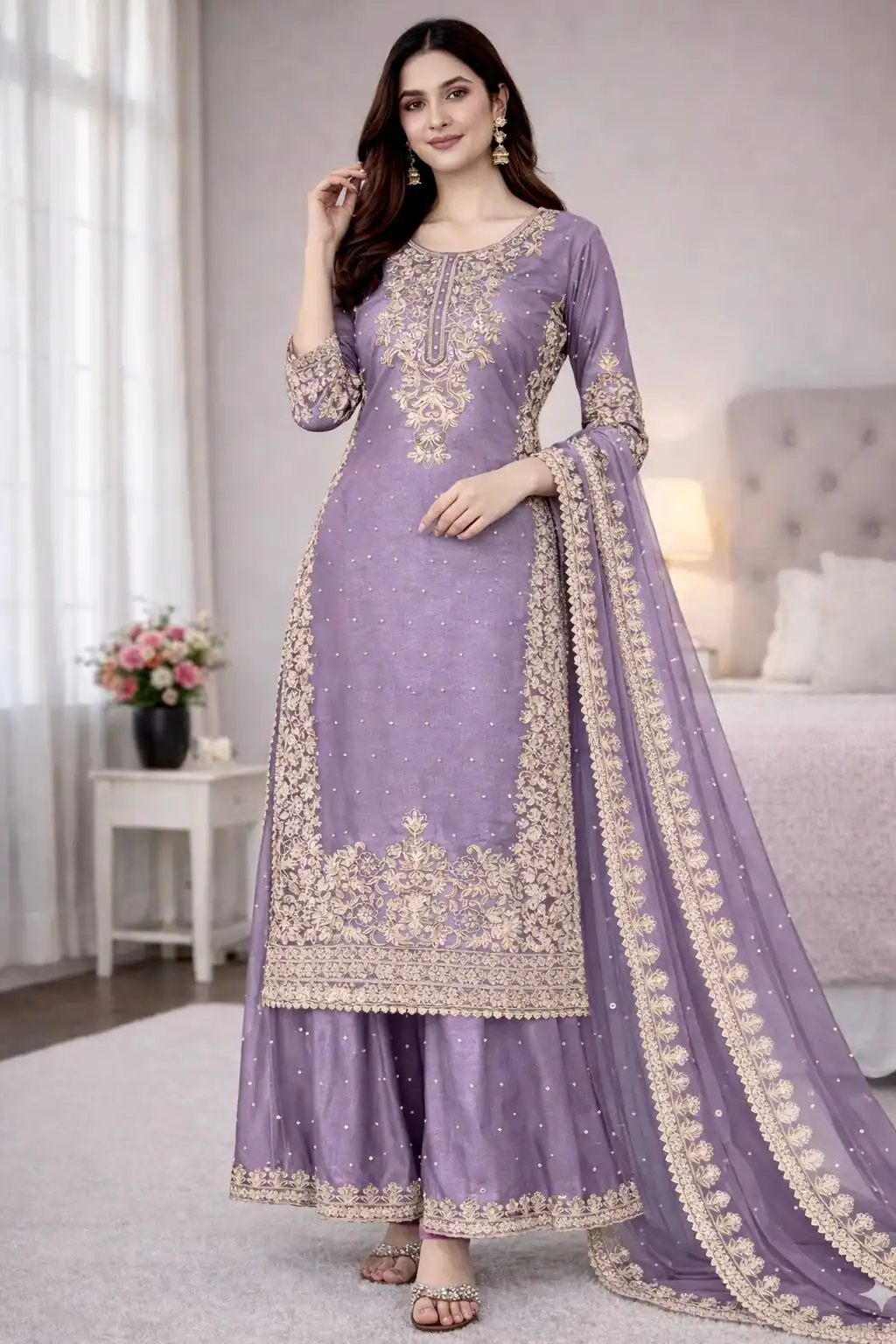 SSR 535 Lavender in Organza Silk Embroidery Work Salwar Suit . Available at ₹2399 only. Delivery 4-6 Working Days. Shop now. | Jump Suits, Salwar suit, Casual Suits, Creative suits, Designer Suits, Palazzo Suits, Party Wear Suits, Patiala Suits, Straight Suits