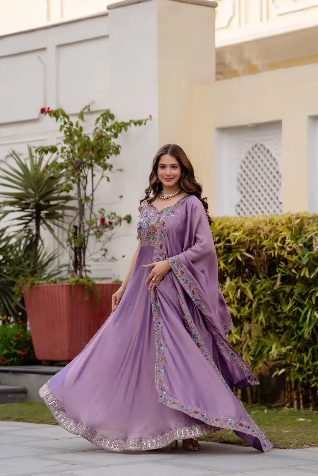RR 39 Rust Lavender Silk Gown Perfect for Wedding, Party, Holi, Anniversary, Mehendi –. Grab it for ₹2149. Delivery 4-6 Working Days. Shop now. | Gowns, Bollywood Gowns, Creative Gowns, Designer Gowns, Embroidered Gowns, Party Wear Gowns