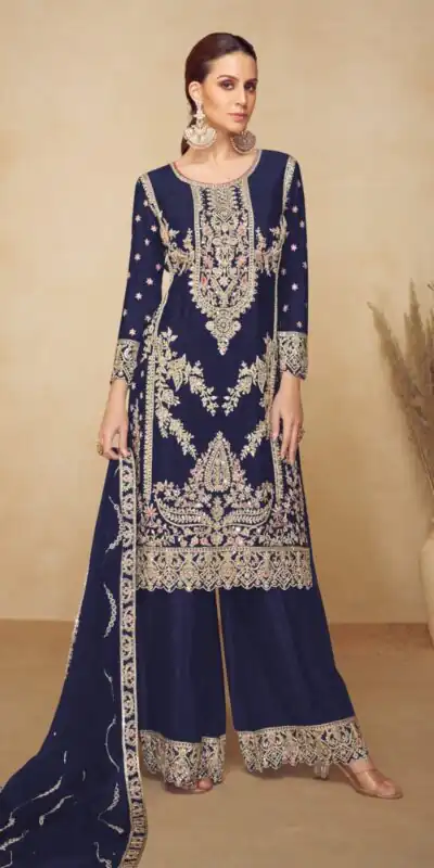 FC 717 Navy Blue Viscous Chinon Salwar Suit with Lace Work & Embroidery Work. Exclusive Offer ₹2549. Delivery 4-6 Working Days. Shop now. | Jump Suits, Salwar suit, Casual Suits, Creative suits, Designer Suits, Palazzo Suits, Party Wear Suits, Patiala Suits, Straight Suits