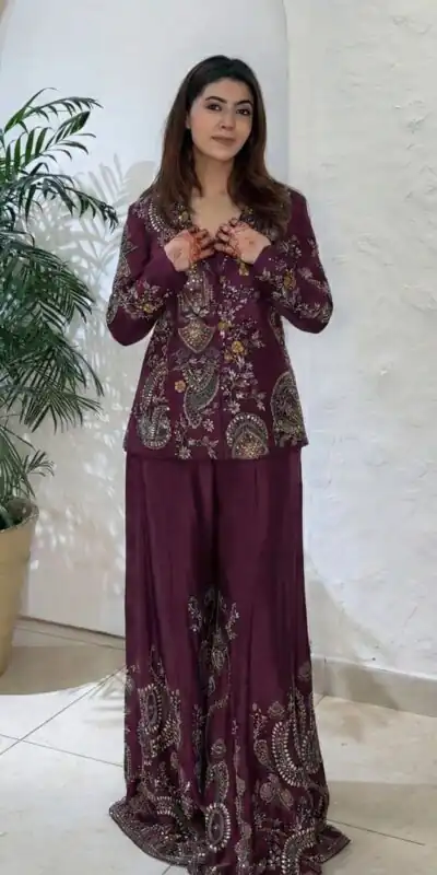 BE 436 Maroon Chinon Salwar Suit with Embroidery Work. Wedding, Party, Festive, Now at just ₹2399. Delivery 4-6 Working Days. Shop now. | Jump Suits, Salwar suit, Casual Suits, Creative suits, Designer Suits, Palazzo Suits, Party Wear Suits, Patiala Suits, Straight Suits