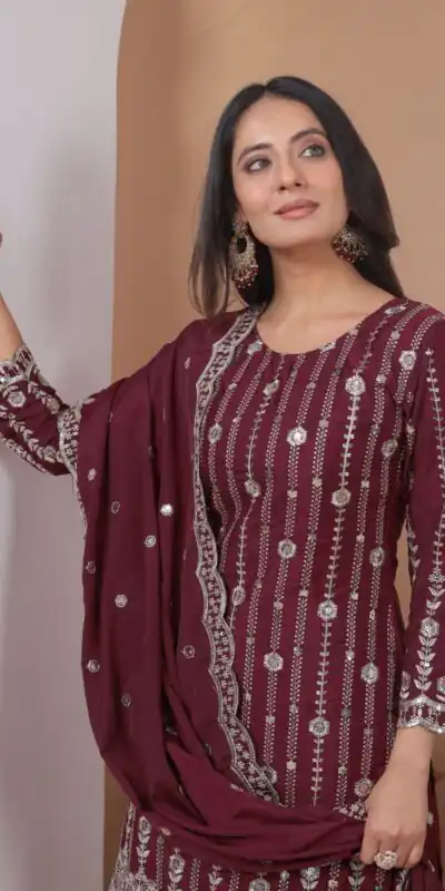 FE 126 Maroon Color Natural Crap Salwar Suit with Embroidery Work. Special Price ₹2399. Delivery 4-6 Working Days. Shop now. | Jump Suits, Salwar suit, Casual Suits, Creative suits, Designer Suits, Palazzo Suits, Party Wear Suits, Patiala Suits, Straight Suits