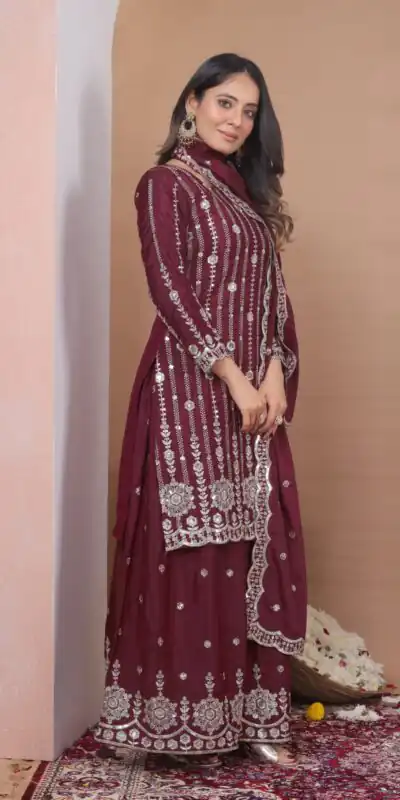 FE 126 Maroon Color Natural Crap Salwar Suit with Embroidery Work. Special Price ₹2399. Delivery 4-6 Working Days. Shop now. | Jump Suits, Salwar suit, Casual Suits, Creative suits, Designer Suits, Palazzo Suits, Party Wear Suits, Patiala Suits, Straight Suits