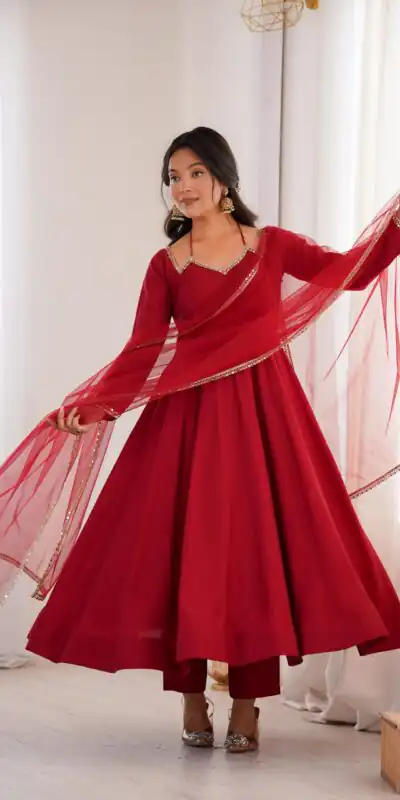 KB 293 Maroon Soft Nylon Net Anarkali Suit with Mirror Work & Lace Work. Get it for βΉ1999. Delivery 4-6 Working Days. Shop now. | Anarkali Suits, Bollywood Anarkali, Creative-Anarkali, Designer Anarkali, Embroidered Anarkali, Party Wear Anarkali