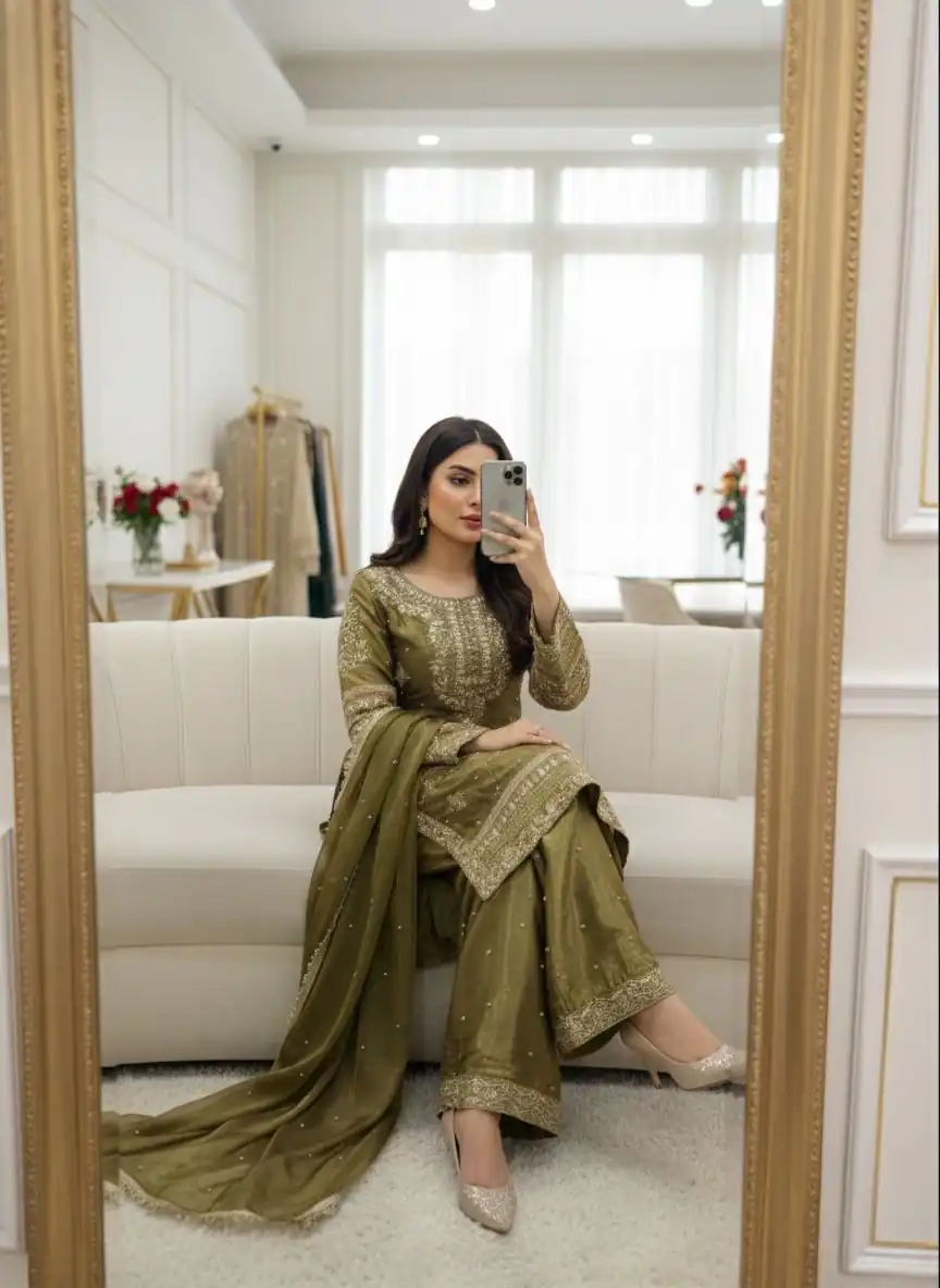 WW 1245 Mehendi Zimmy Silk Salwar Suit with Lace Work & Embroidery Work. Affordable Price ₹2499. Delivery 4-6 Working Days. Shop now. | Jump Suits, Salwar suit, Casual Suits, Creative suits, Designer Suits, Palazzo Suits, Party Wear Suits, Patiala Suits, Straight Suits